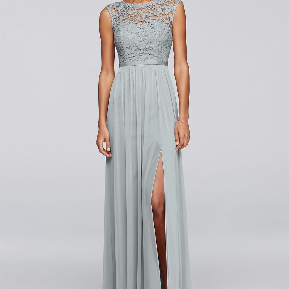 David’s bridal, gray bridesmaid dress